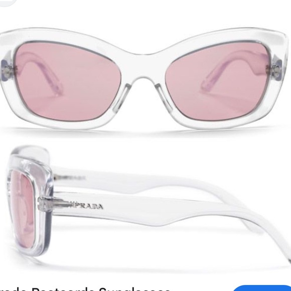 Prada Postcards Sunglasses clear with pink. main image 6